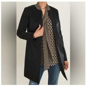 Chicos Faux Leather Snake Skin Topper Jacket Size 3 XL Black Modern Vegan NEW